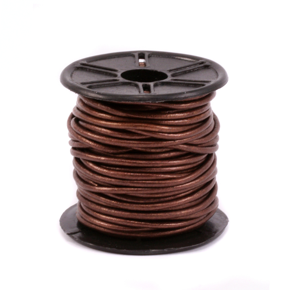 Leather & Faux Leather Leather Cord, Round 1.5mm, Metallic Bronze 32.8 ft